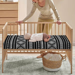 Black And White Aztec Ethnic Print Baby Crib Sheet