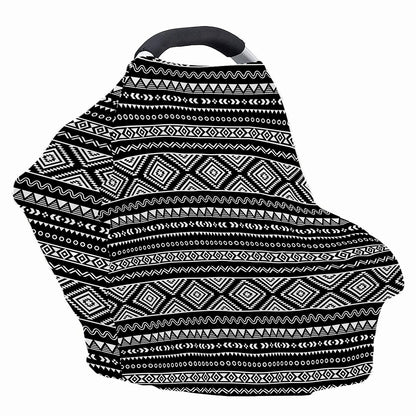 Black And White Aztec Ethnic Print Baby Seat Cover