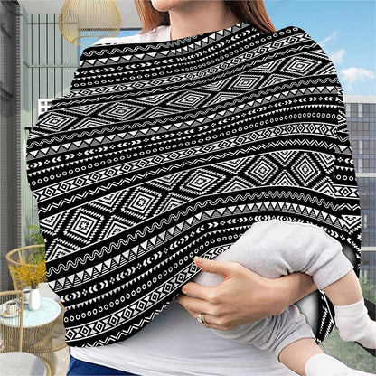 Black And White Aztec Ethnic Print Baby Seat Cover