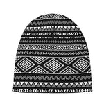 Black And White Aztec Ethnic Print Beanie
