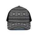 Black And White Aztec Ethnic Print Black Mesh Trucker Hat