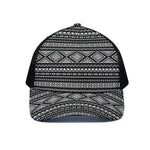 Black And White Aztec Ethnic Print Black Mesh Trucker Cap