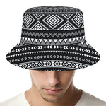 Black And White Aztec Ethnic Print Bucket Hat