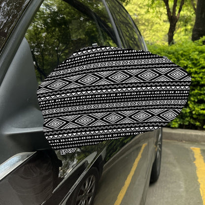 Black And White Aztec Ethnic Print Car Side Mirror Covers