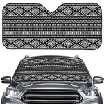 Black And White Aztec Ethnic Print Car Windshield Sun Shade