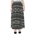 Black And White Aztec Ethnic Print Chiffon Maxi Skirt