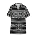 Black And White Aztec Ethnic Print Cotton Hawaiian Shirt