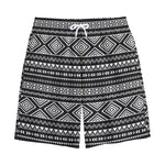 Black And White Aztec Ethnic Print Cotton Shorts