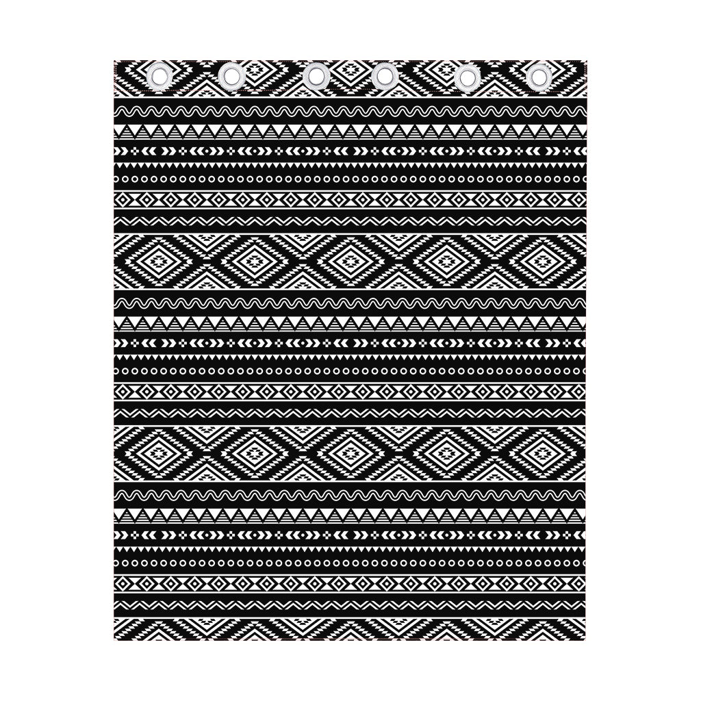 Black And White Aztec Ethnic Print Curtain