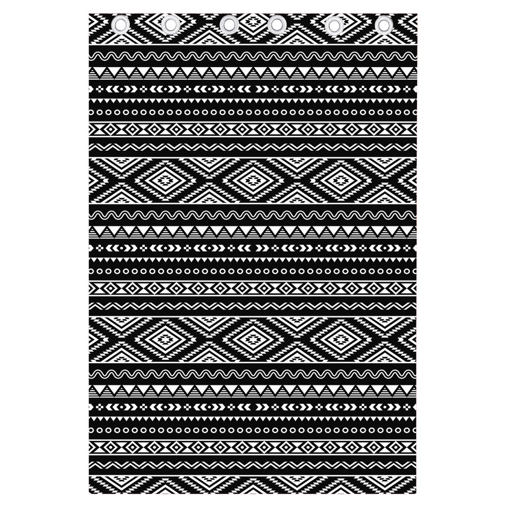 Black And White Aztec Ethnic Print Curtain