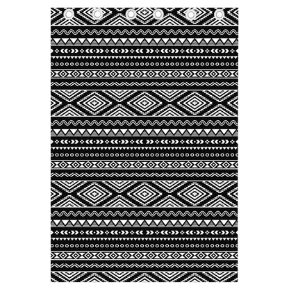 Black And White Aztec Ethnic Print Curtain