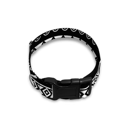 Black And White Aztec Ethnic Print Dog Collar