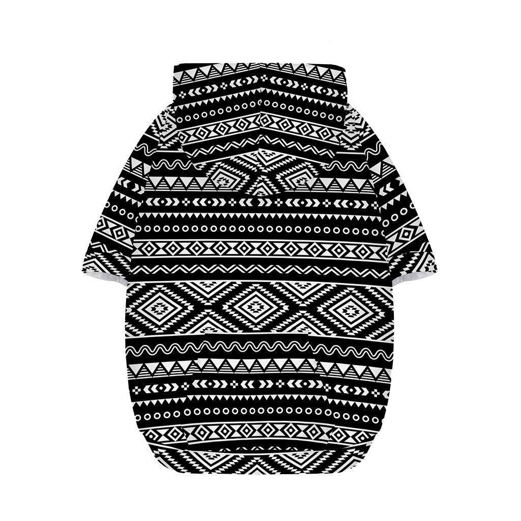 Black And White Aztec Ethnic Print Dog Zip Up Hoodie