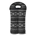 Black And White Aztec Ethnic Print Double Neoprene Wine Tote