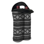 Black And White Aztec Ethnic Print Double Neoprene Wine Tote