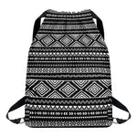 Black And White Aztec Ethnic Print Drawstring Backpack
