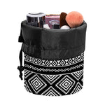Black And White Aztec Ethnic Print Drawstring Makeup Bag