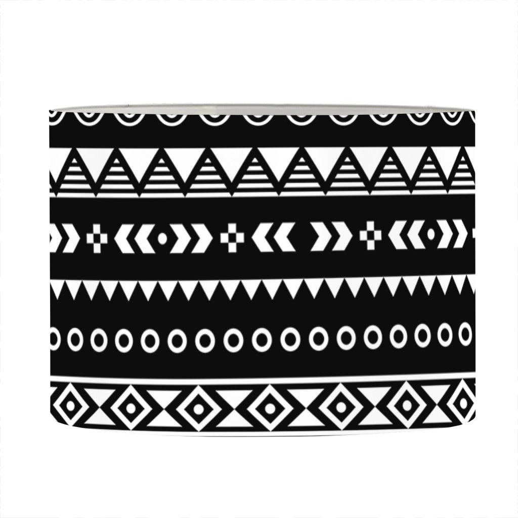 Black And White Aztec Ethnic Print Drum Lamp Shade