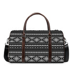 Black And White Aztec Ethnic Print Duffle Bag