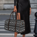 Black And White Aztec Ethnic Print Duffle Bag