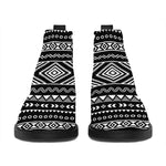 Black And White Aztec Ethnic Print Flat Ankle Boots