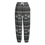 Black And White Aztec Ethnic Print Fleece Lined Knit Pants