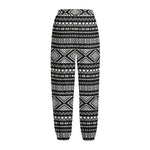 Black And White Aztec Ethnic Print Fleece Lined Knit Pants