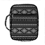 Black And White Aztec Ethnic Print Front Pocket Bible Bag
