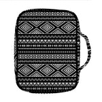 Black And White Aztec Ethnic Print Front Pocket Bible Bag