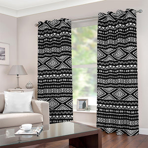 Black And White Aztec Ethnic Print Grommet Curtains