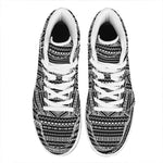 Black And White Aztec Ethnic Print High Top Leather Sneakers