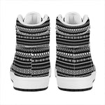 Black And White Aztec Ethnic Print High Top Leather Sneakers