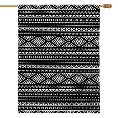 Black And White Aztec Ethnic Print House Flag
