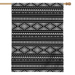 Black And White Aztec Ethnic Print House Flag
