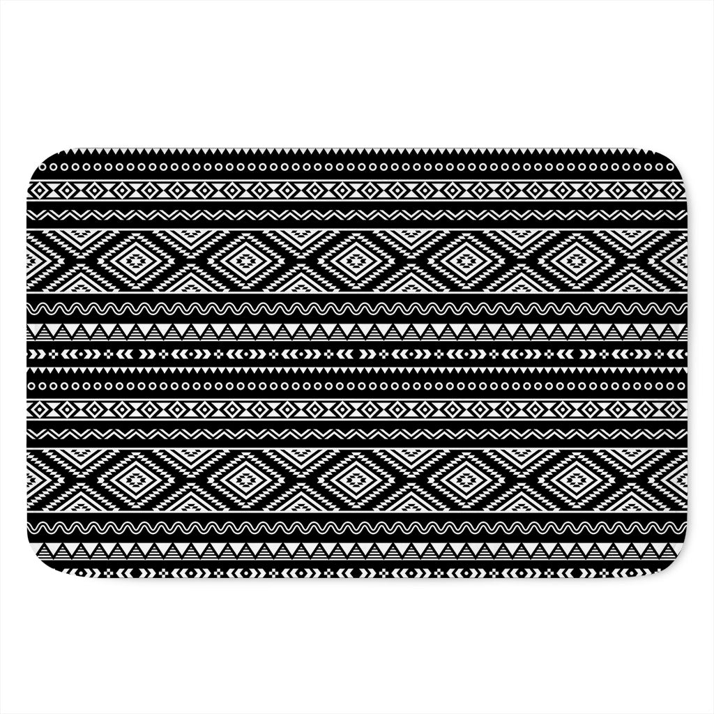 Black And White Aztec Ethnic Print Indoor Door Mat
