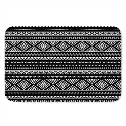 Black And White Aztec Ethnic Print Indoor Door Mat