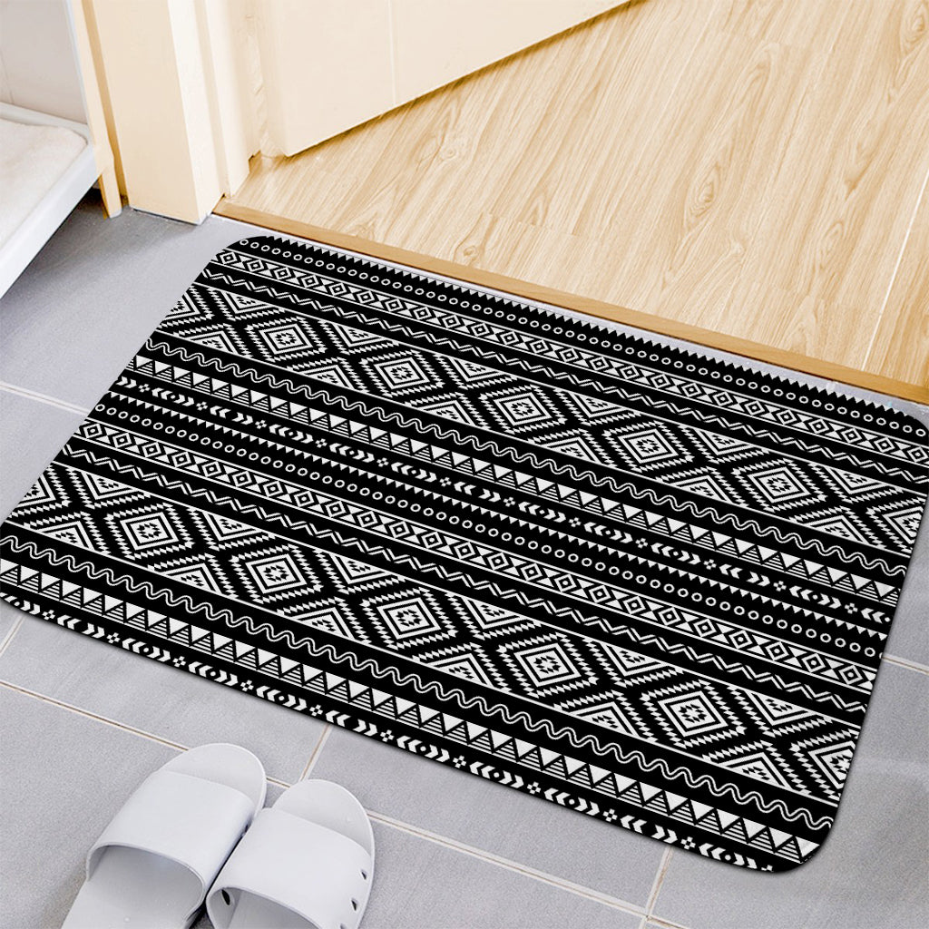 Black And White Aztec Ethnic Print Indoor Door Mat