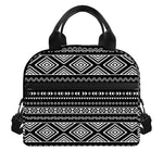 Black And White Aztec Ethnic Print Insulated Lunch Bag
