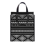 Black And White Aztec Ethnic Print Insulated Lunch Tote
