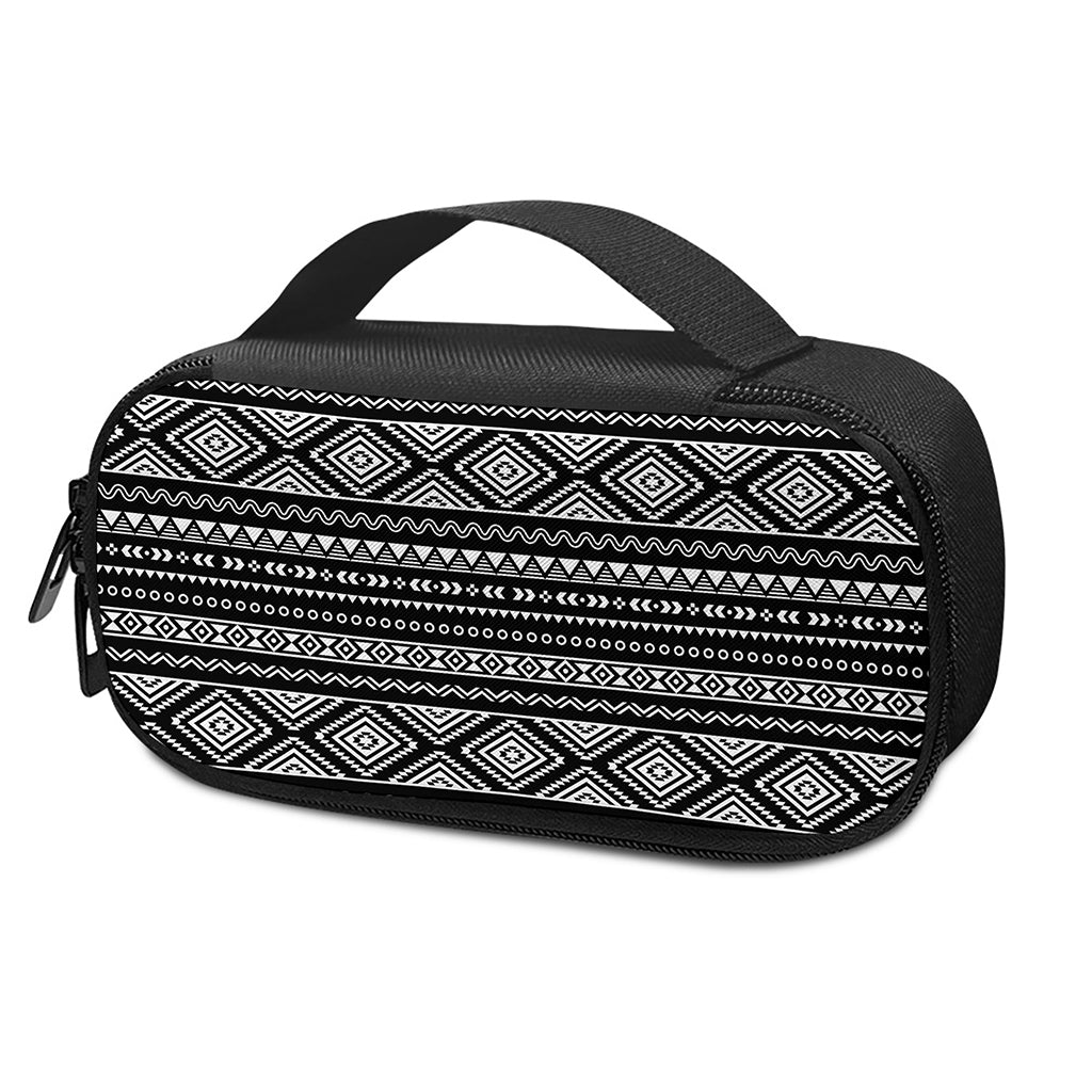 Black And White Aztec Ethnic Print Insulin Cooler Travel Case