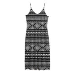 Black And White Aztec Ethnic Print Jersey Midi Cami Dress
