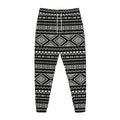 Black And White Aztec Ethnic Print Jogger Pants