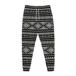 Black And White Aztec Ethnic Print Jogger Pants