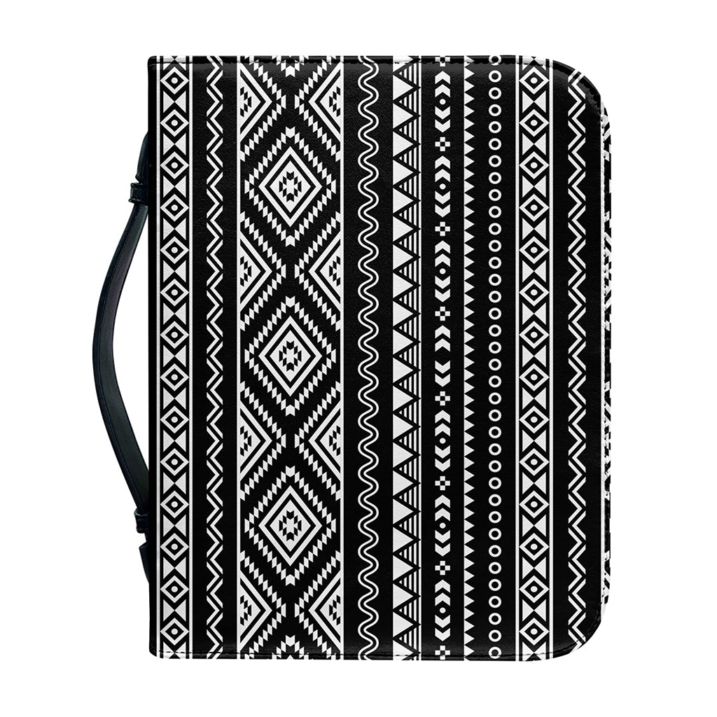 Black And White Aztec Ethnic Print Leather Bible Cover