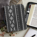 Black And White Aztec Ethnic Print Leather Bible Cover