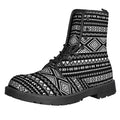 Black And White Aztec Ethnic Print Lace-Up Boots