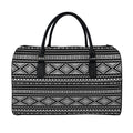 Black And White Aztec Ethnic Print Leather Duffel Bag