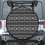 Black And White Aztec Ethnic Print Leather Spare Tire Cover