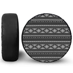 Black And White Aztec Ethnic Print Leather Spare Tire Cover