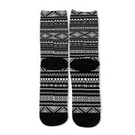 Black And White Aztec Ethnic Print Long Socks